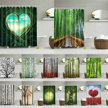 Cortinas de ducha con estampado de corazón y árbol Natural, impermeables, 12 ganchos, de poliéster, decorativas para el hogar 2024 - compra barato