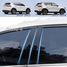 For Hyundai Tucson 2015-2021 Car PC Material Pillar Post Cover Door Trim Window Piano Black Molding Sticker Plate 6pcs 2024 - buy cheap