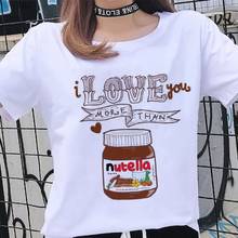 Женская футболка Nutella в стиле Харадзюку, Повседневная белая футболка с забавным графическим принтом, модная летняя футболка большого размера, одежда, 2020 2024 - купить недорого