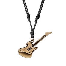 Latest Design Leather Necklace Male 2019 High Quality Manual Production Guitar Pendant Necklace Retro Charming Jewelry Resizable 2024 - buy cheap