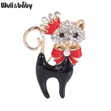 Wuli&baby Enamel Crown Cat Brooches Women Rhinestone Cat Pet Animal Casual Brooch Pins Gifts 2024 - buy cheap