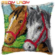 Latch Hook Kits Make Your Own Cushion Horses Love Pre-Printed Canvas Crochet Pillow Case Latch Hook Cushion Cover Hobby & Crafts 2024 - buy cheap