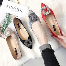 2021 spring new flat bridal shallow mouth wedding shoes pointed toe banquet dress single shoes large size pregnant women shoes 2024 - buy cheap