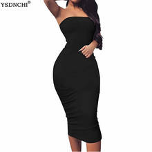 Ysdnchi vestido-lápis justo preto, sexy, ombro de fora, verão, branco, básico, bodycon, sem alças, streetwear, midi 2024 - compre barato