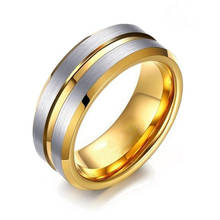 Anel masculino dourado luxuoso, moderno, aço inoxidável, acessórios de joias, presente de aniversário de noivado 2024 - compre barato
