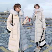 Chaqueta larga con capucha para mujer, abrigo de plumón de pato blanco, abrigo con cuello de piel, ropa de invierno, 90% 2024 - compra barato