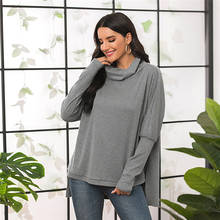 Women Autumn Winter Hoodies Solid Turtlenck Long Sleeve Irregular Pullover Tops Female Casual Loose Gray Black Long Sweatshirts 2024 - buy cheap
