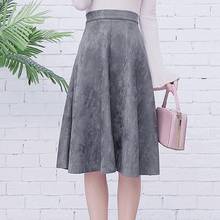TingYiLi Autumn Winter Suede Skirt High Waist A-line Midi Skirts Womens Gray Beige Black Skirt Elegant Ladies 2024 - buy cheap