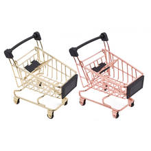 Creative Simulation Mini Iron Metal Shopping Cart Supermarket Trolley Sundries Storage Basket Shopping Cart 2024 - buy cheap