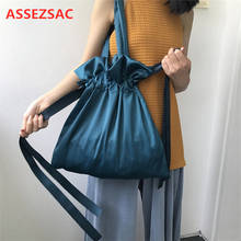 ASSEZSAC New Women Shoulder Bag Female Handbag Fashion Wild Girl Cute Summer Drawstring Shoulder Bag Smooth Satin Bag 2024 - buy cheap