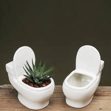 Creative plant holder cute toilet shape ceramic flower pots desktop Succulents planter mini flower pot Home decor craft ornament 2024 - buy cheap