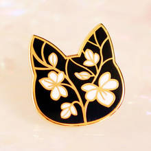 Cabeça de gato floral flores esmalte broche pinos emblema lapela pinos broches liga metal moda jóias acessórios presentes 2024 - compre barato