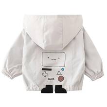 Jaqueta infantil de desenho robô, casaco com capuz de zíper para meninos e meninas, primavera e outono 2024 - compre barato