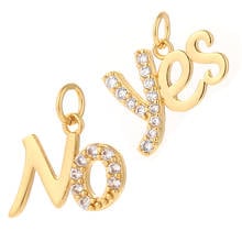 Yes No Letter Charms for Jewelry Making Supplies Gold Pendant Diy Earring Necklace Accessories Copper Mosaic Zircon 5mm Hole 2024 - buy cheap