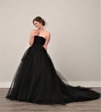 Black Wedding Dresses Tulle Strapless A Line Lace Up Back Bohemian Robe De Mariée Sleeveless Garden Vestido De Noiva 2024 - buy cheap