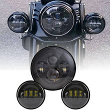 7"Inch LED Motorcycle Headlight Projector + 4 1/2 4.5Inch LED Fog Passing Lights for Touring Electra Glide Road King Yamaha 2024 - buy cheap