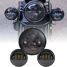 Farol dianteiro 7 ", acessórios para motocicleta, led, 7 polegadas, 4.5 polegadas, 4, 1/2 polegadas, luz de passagem para touring softail classic 2024 - compre barato