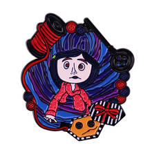 Coraline Enamel Pin with The Other Mother's Button Box Thriller Fantasy Movie Cartoon Girl Brooch 2024 - buy cheap