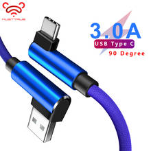 MUSTTRUE 90 Degree USB Type C Fast Charging Cable for Xiaomi Note 8 pro Samsung a50 Oneplus Charger Usb-C Data Cable typec Wire 2024 - buy cheap