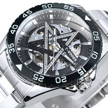 WINNER Automatic Mechanical Watch Crystal Star Dial Fashion Business Mens Watches Stainless Steel Strap Skeleton Wrist Watches 2024 - buy cheap