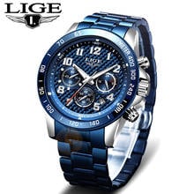 LIGE 2020 New Blue Steel Band Mens Watches Top Luxury Brand Sport Watch Men Quartz Wristwatch Date Clock watch Relogio Masculino 2024 - buy cheap