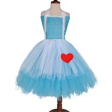 Vestido con tutú de Alicia para niña, disfraz de princesa blanca turquesa, para fiesta de Cumpleaños, Halloween, disfraz de Alice, vestidos esponjosos 2024 - compra barato