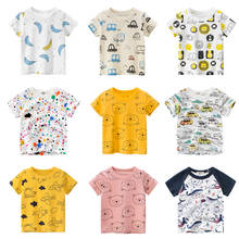 Футболки с мультяшным принтом для мальчиков и девочек, детская футболка с принтом машинок для мальчиков, Детская летняя футболка с коротким рукавом, хлопковые топы, одежда 2024 - купить недорого