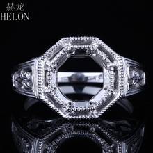 HELON 925 Sterling Silver 8mm Round Cut Women Vintage Antique Trendy Fine Jewelry Engagement Wedding Semi Mount Ring Setting 2024 - buy cheap