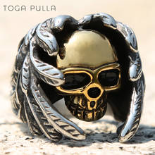 Anillo de acero inoxidable para hombre y niño, sortija de calavera con alas Steampunk, estilo gótico, Vintage, hip hop 2024 - compra barato