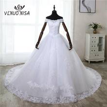 Elegant Luxury Lace Vestidos de Noivas Vintage White Long Train Wedding Dress off shoulder Plus Size Customized Bridal Gowns 7 2024 - buy cheap