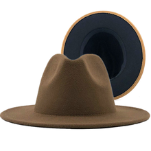 Simple Unisex Outer khaki Inner Black Wool Felt Jazz Fedora Hats with  Men Women Wide Brim Panama Trilby Cap 56-58-60CM 2024 - buy cheap