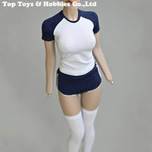 Conjunto de roupas esportivas camiseta top e shorts de manga curta, escala 1/6, azul e branca, conjunto de roupas de brinquedo para boneca de corpo de 12" 2024 - compre barato