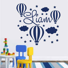 Pegatina de pared con nombre para bebé y niño, calcomanía de vinilo con nombre de airballon para decoración de habitación, calcomanía con nube y Estrella, decoración de guardería, HY254 2024 - compra barato