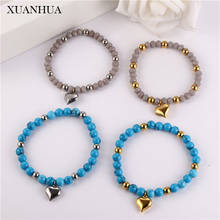 XUANHUA Elastic Rope Blue Heart Bracelets Bangles For Women Stainless Steel Jewelry Woman Accessories Fashion Jewelry 2024 - buy cheap