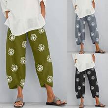 Women Casual Pants Summer Elastic Waist Plus Size Loose Linen Pants Comfortable Asymmetrical Pantalon Oversized Cropped Pants 2024 - buy cheap