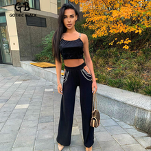 Gothblack Fasihon High Wasit Hollow Out Chain Straight Pants Women Loose Ribbed Knitted Casual Pants Street Chic Suede Trousers 2024 - buy cheap