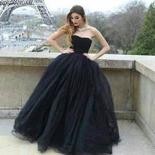 Simple Cheap Black Ball Gown Wedding Dresses Strapless Ruched Tulle Corset Floor Length Wedding Gown Bridal Dress Black 2024 - buy cheap