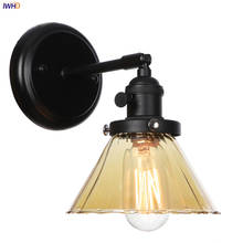 IWHD Nordic Style Black Iron Wall Lamp Switch Bedroom Bathroom Mirror Light Amber Glass Edison LED Wall Sconce Wandlamp Lighting 2024 - buy cheap