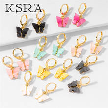 KSRA 2020 New Trendy Butterfly Acrylic Earrings Women Fashion Copper Buckle Colorful Stud Earrings Jewelry Girlfrind Gift 2024 - buy cheap