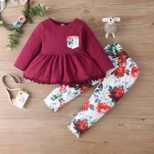 Toddler Girl Clothes 2pcs Set Tassel Solid Long Sleeve Tops+flower Print Trousers Fashion Cute Fall Baby Girl Clothes Sets 1-6Y 2024 - buy cheap
