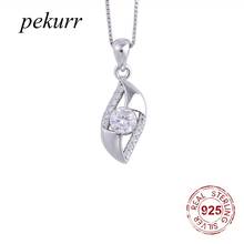 Pekurr 925 Sterling Silver Zircon Lace Diamond Leaf Necklaces For Women Big Gems Geometry Pendants Collar Fashion Jewelry 2024 - buy cheap
