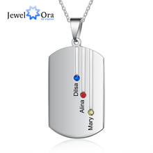 JewelOra-collar cuadrado con nombre grabado personalizado, con colgante personalizado, 12-piedras del mes natal, regalo para la familia 2024 - compra barato