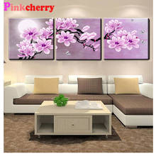 5D DIY Diamond Painting Pink Orchid Triptych flowers Mosaic Cross Stitch Full Square Drill Diamond embroidery kit Home Decoratio 2024 - buy cheap