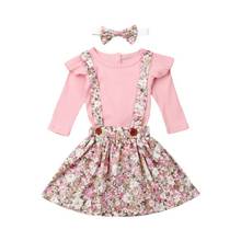 0-24M 3PCS Baby Girls Clothes Newborn Kids Baby Girl Outfit Clothes Romper Bodysuit+rosette+ Floral Dress Set 2024 - купить недорого