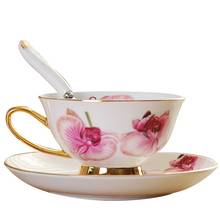Taza de café de porcelana de hueso de grado superior, juego de taza de té creativa europea y platillo, té de la tarde para fiesta en casa, bonito regalo de porcelana 2024 - compra barato