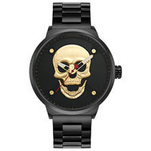 New Cool Skull Watch Men Creative Luxury Stainless Steel Band Quartz Watch Military Waterproof Skeleton Wristwatch For Man Clock 2024 - buy cheap