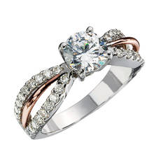 Роскошное женское кольцо с белым кристаллом и камнем, обручальные кольца цвета розового золота и серебра для женщин, милые свадебные кольца невесты с круглым цирконом, обручальное кольцо 2024 - купить недорого