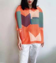 HOT SELLING Miyake fashion loose Batwing sleeve fold in stripe T-shirt IN STOCK 2024 - buy cheap