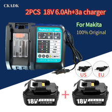 Зарядное устройство BL1860, 18 В, 3 А, литий-ионный аккумулятор 18 в 6000 мА · ч для Makita, аккумулятор BL1840, BL1850, BL1830, BL1860B 2024 - купить недорого