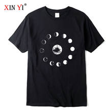 Футболка XIN YI мужская с принтом лунного конверсии, 100% хлопок, свободная рубашка с круглым вырезом, с коротким рукавом, Топ 2024 - купить недорого